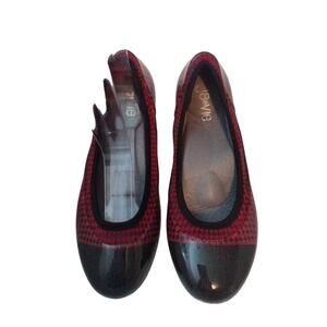 Ja-Vie Womens Ballet Flats Shoes Red Black Slip On Houndstooth Round Toe 8 M